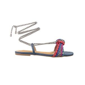 Multicolor Braided Lace-Up Sandals